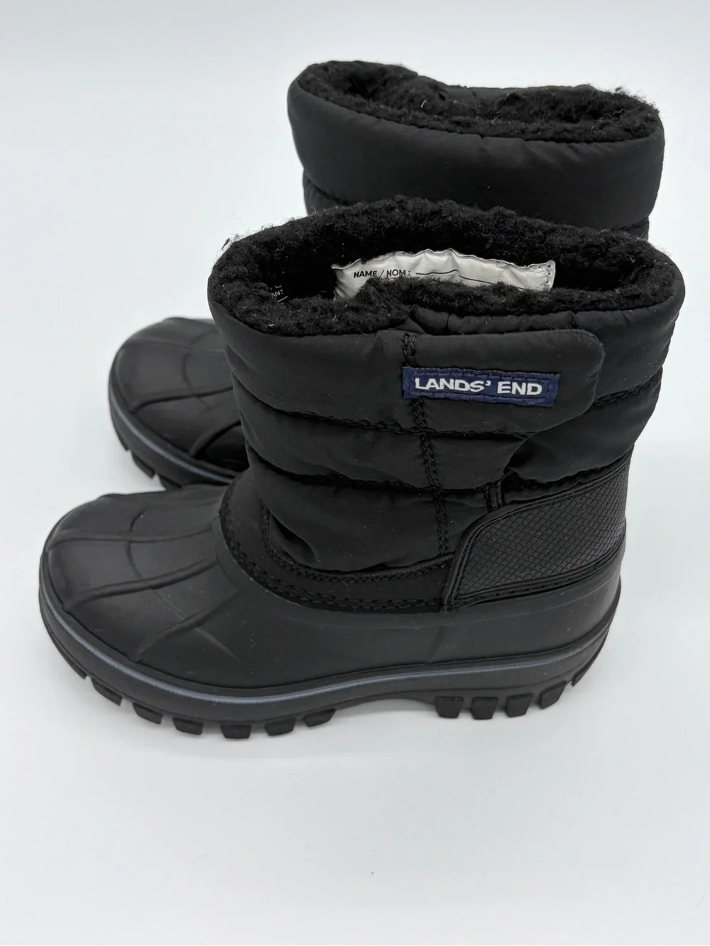 Lands' End Youth Black Fleece-Lined Snow Boot Interior
